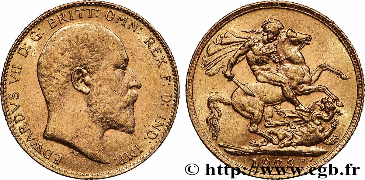 GOLD, PALLADIUM & PLATINUM INVESTMENT 1 Souverain Edouard VII 1909 Londres AU 