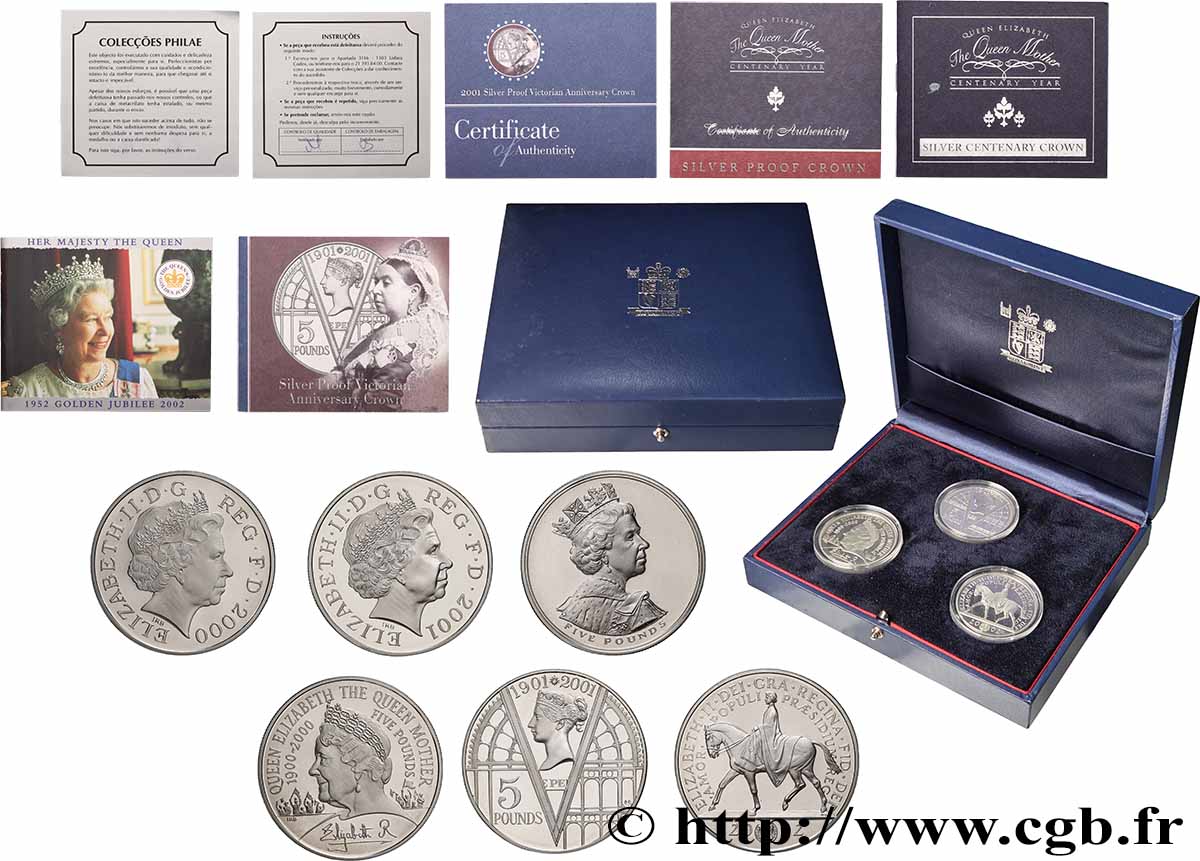 UNITED KINGDOM Coffret 3 x 5 Pounds Proof 2000-2002  MS 