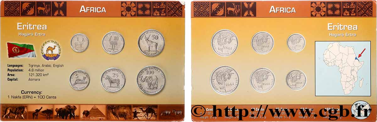 ÉRYTHRÉE Série de 6 monnaies 1991  FDC 