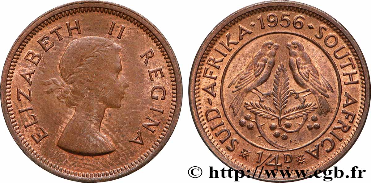 SOUTH AFRICA 1/4 Penny (Farthing) Elisabeth II 1956  AU 