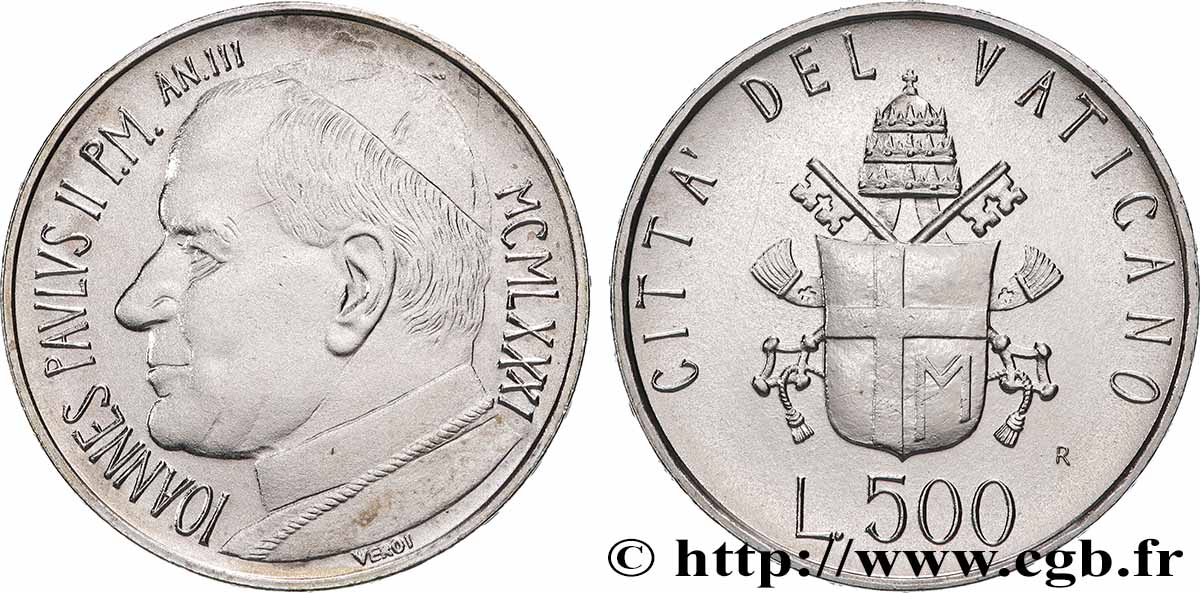 VATICAN AND PAPAL STATES 500 Lire Jean-Paul II an III 1981 Rome MS 