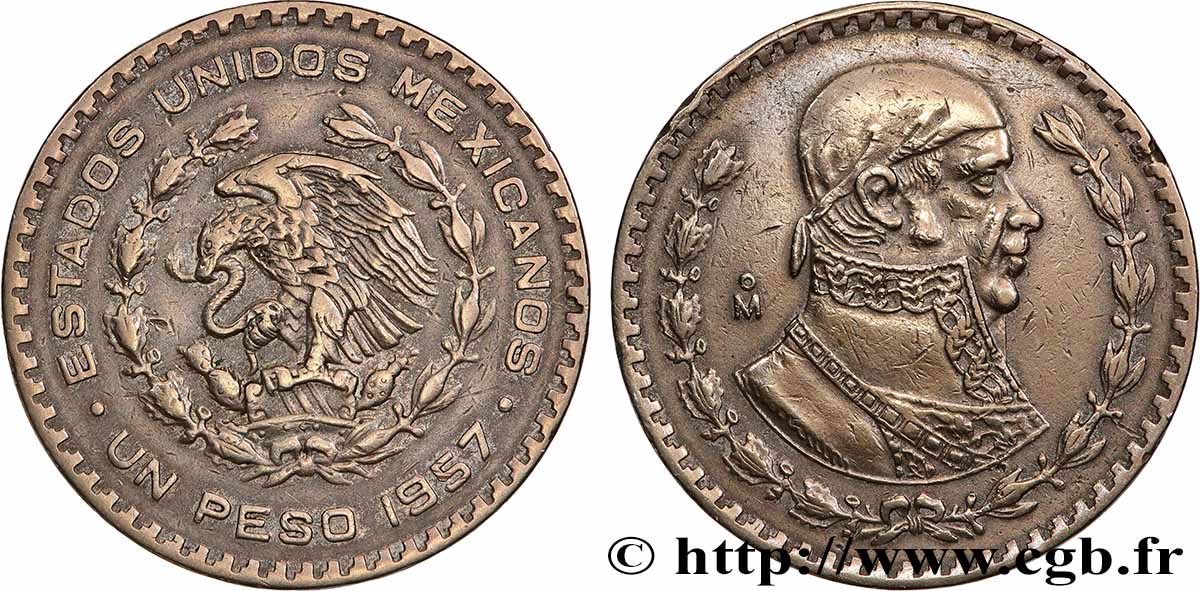 MEXIQUE 1 Peso Jose Morelos y Pavon 1957 Mexico TTB 