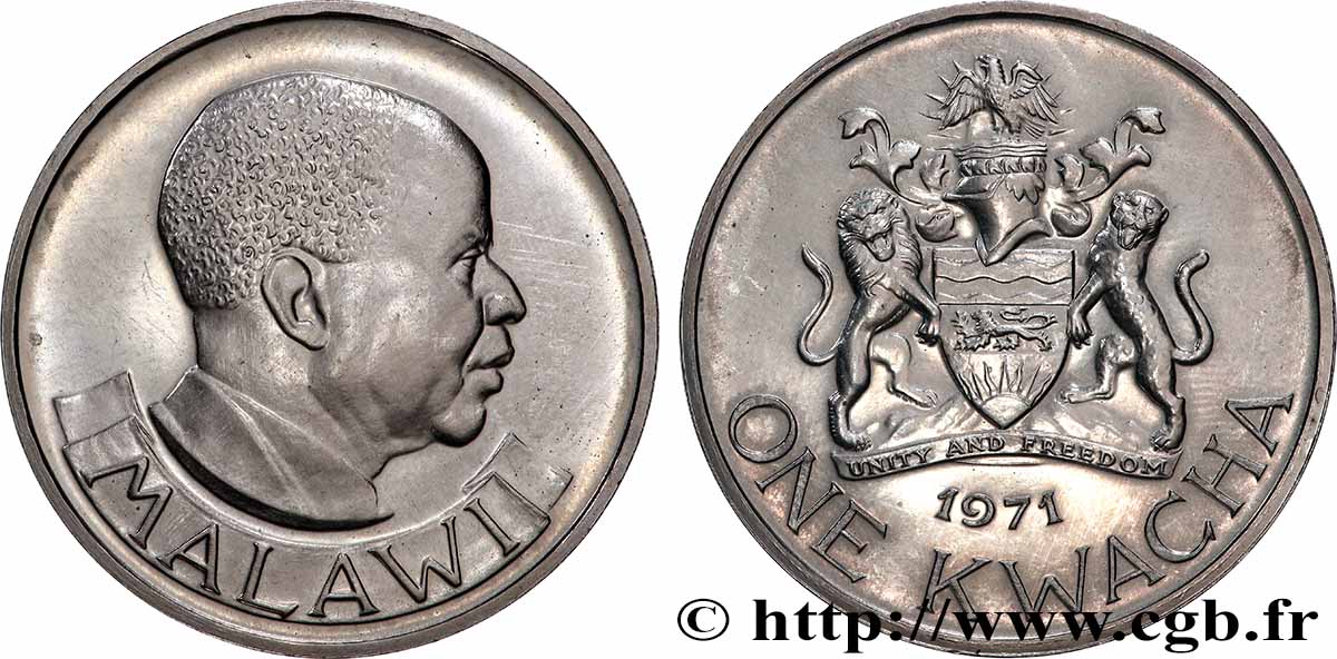 MALAWI 1 Kwacha Dr. Hastings Kamuzu Banda 1971  AU 