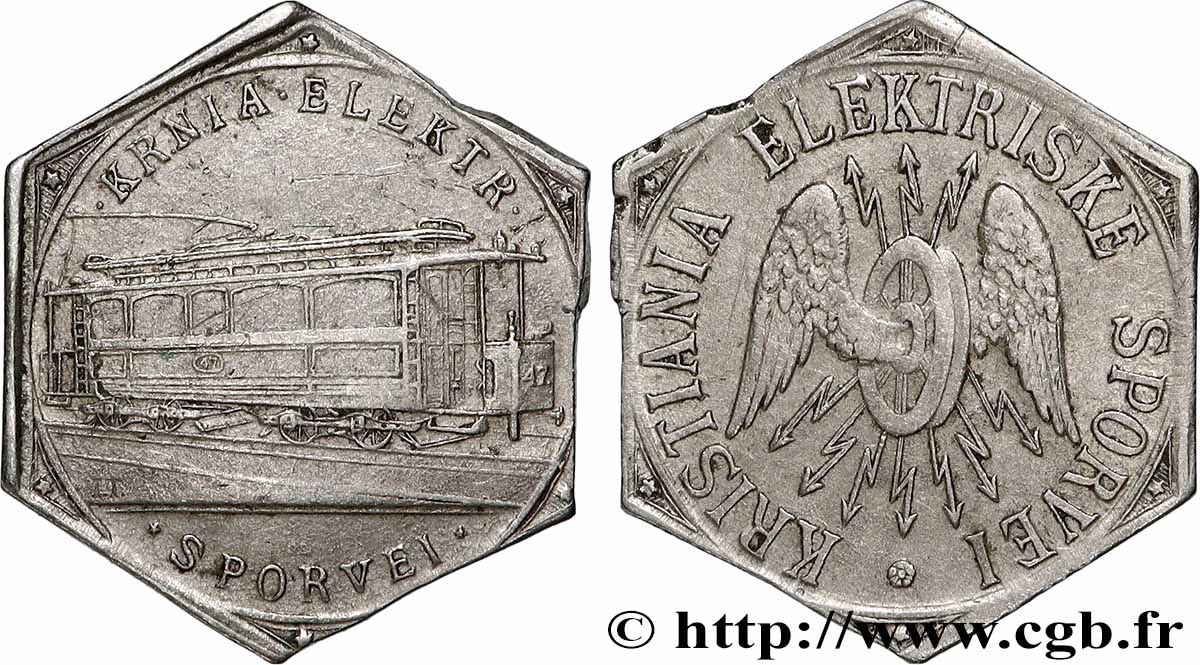 NORWAY Jeton de Tramway Kristiania Elektriske Sporvei n.d. (1900-1924) Kronsberg XF 