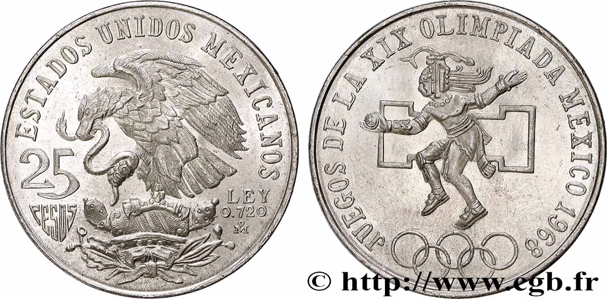 MESSICO 25 Pesos Jeux Olympiques de Mexico 1968 Mexico SPL 