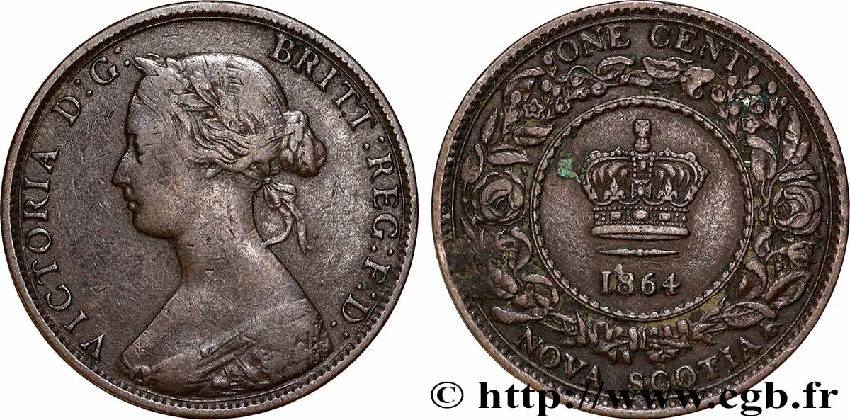 CANADA - NOUVELLE ÉCOSSE 1 Cent Victoria 1864 Londres TB+ 