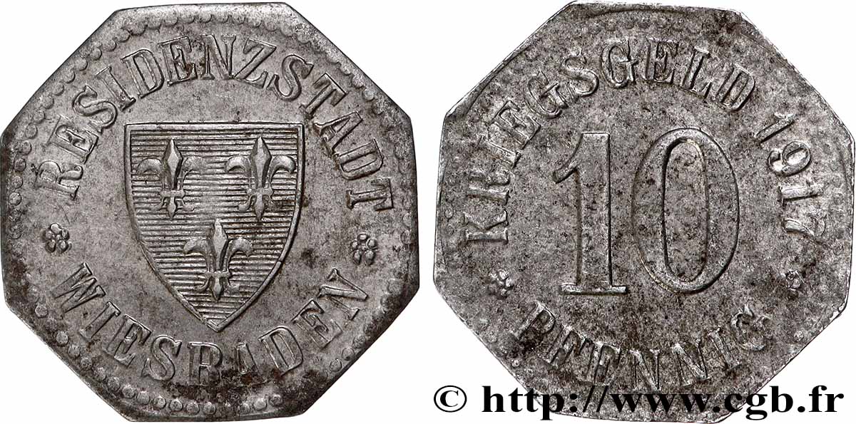 GERMANIA - Notgeld 10 Pfennig Wiesbaden 1917  BB 