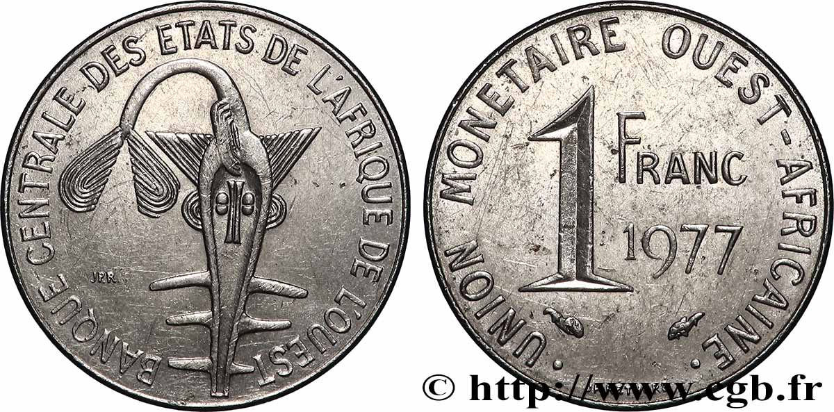 ESTADOS DE ÁFRICA DEL OESTE 1 Franc BCEAO 1977 Paris EBC 