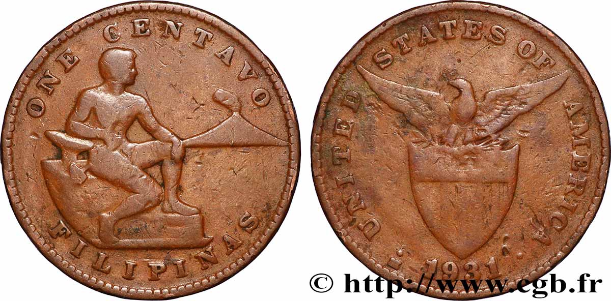 PHILIPPINEN 1 Centavo 1931 Manille S 