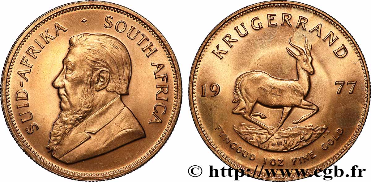 GOLD, PALLADIUM & PLATINUM INVESTMENT 1 Oz - 1 Krugerrand Paul Kruger  1977 Prétoria MS 