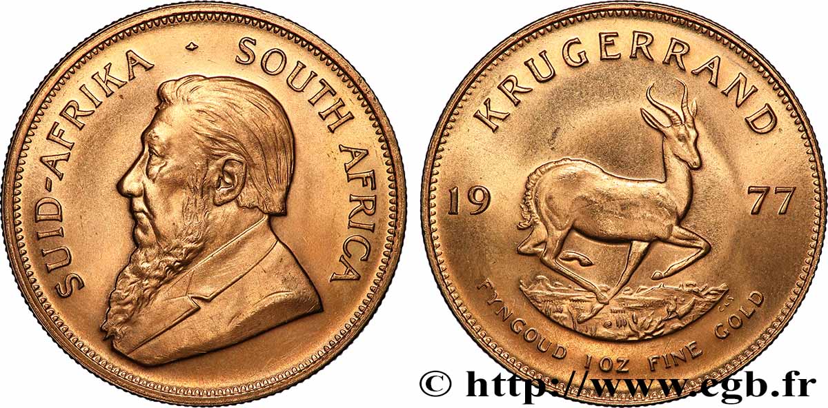 OR, PALLADIUM ET PLATINE INVESTISSEMENT 1 Oz - 1 Krugerrand Paul Kruger  1977 Prétoria SPL 