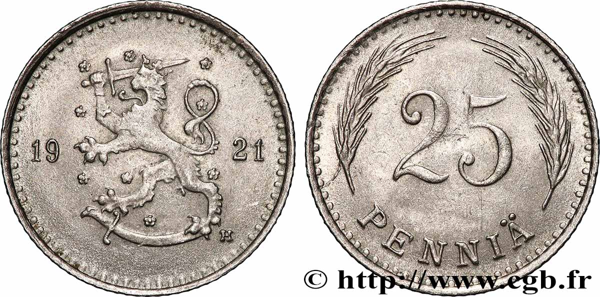 FINLANDIA 25 Pennia 1921 Heaton SPL 