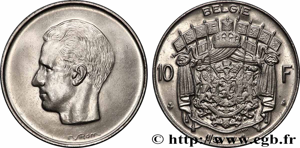 BELGIEN 10 Francs roi Baudouin légende flamande, frappe médaille 1971 Bruxelles fST 