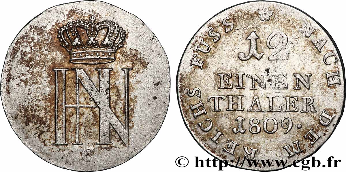 GERMANY - KINGDOM OF WESTPHALIA - JÉRÔME NAPOLÉON 1/12 de thaler 1809  SS 