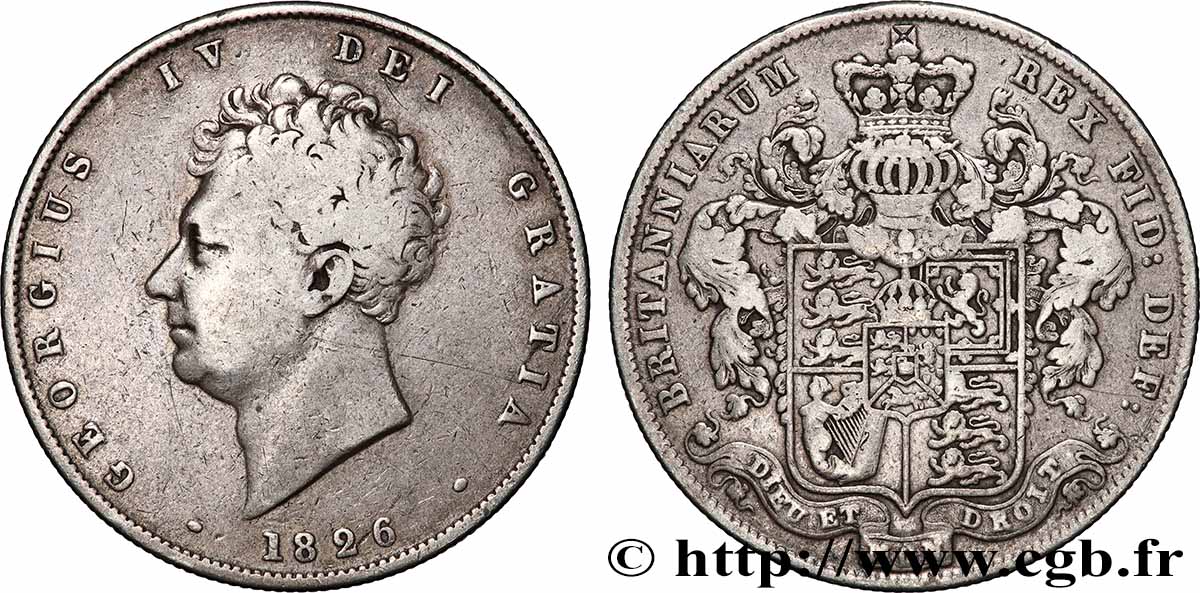 VEREINIGTEN KÖNIGREICH 1/2 Crown Georges IV / emblème 1826  fSS 