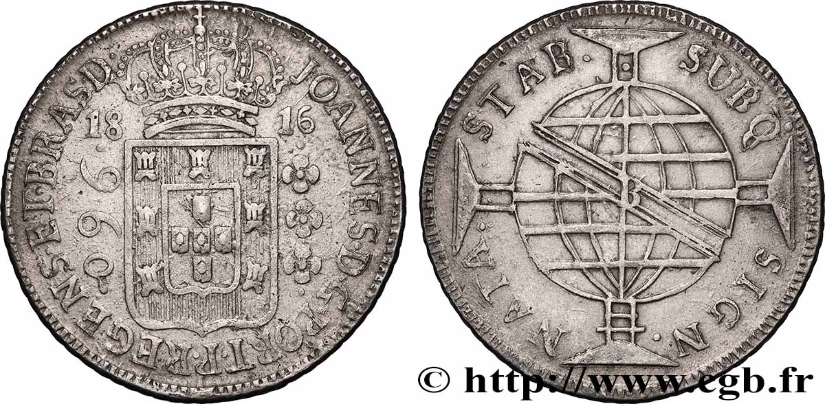 BRÉSIL - JEAN VI 960 Reis 1816 Bahia TTB 