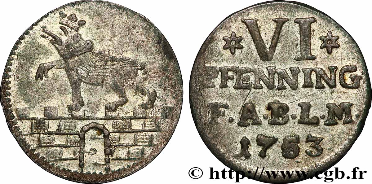 ALEMANIA 6 Pfennig Anhalt-Bernburg 1753  MBC 
