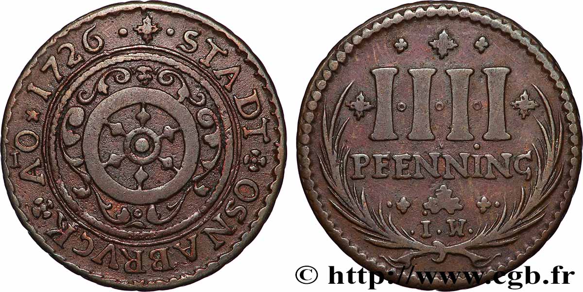 ALLEMAGNE - OSNABRÜCK 4 Pfennig Ville d’Osnabrück 1726 Osnabrück TTB 