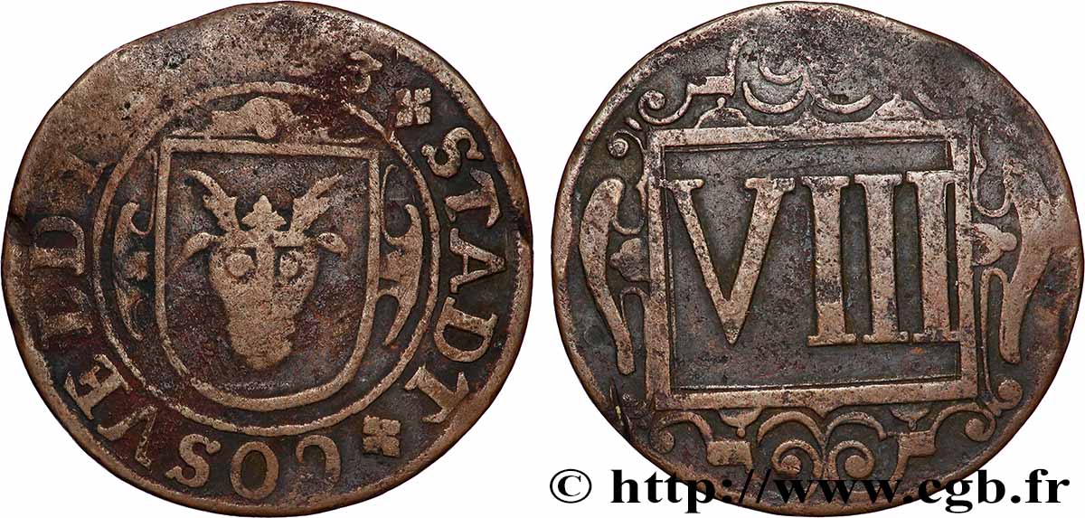 ALLEMAGNE - COESFELD VIII Pfennig emblème 1713  TB+ 