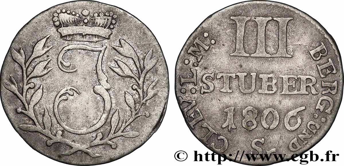 ALLEMAGNE - BERG 3 Stuber Joachim Murat Duc de Berg 1806 Düsseldorf TTB 