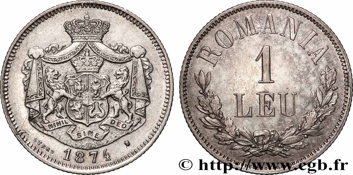 ROUMANIE 1 Leu 1874 Bruxelles TTB 
