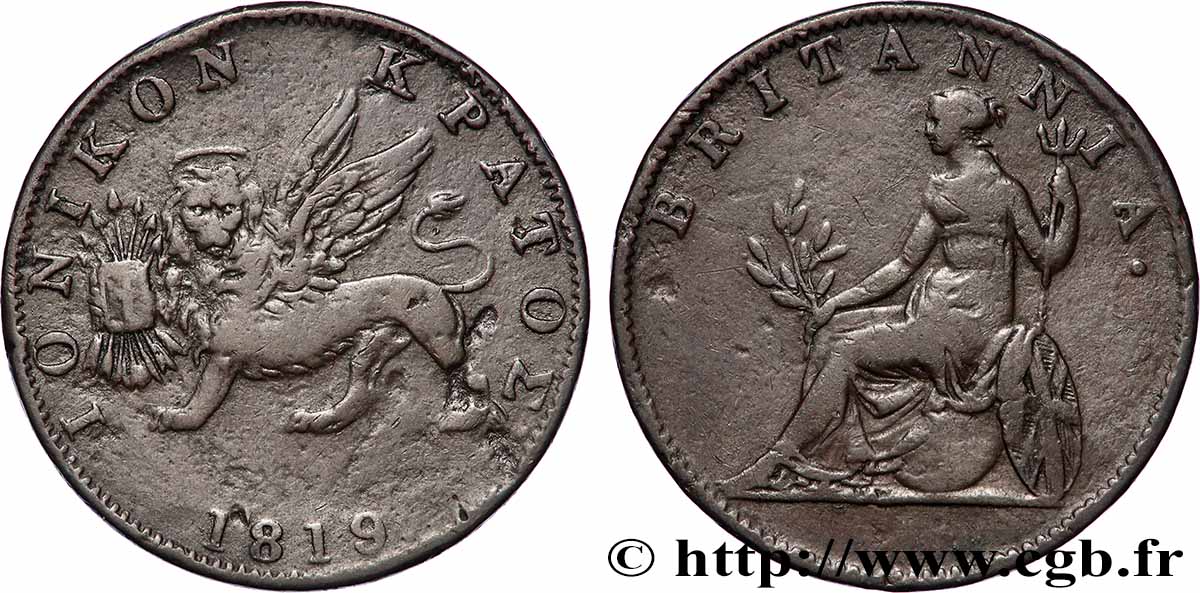 IONIAN ISLANDS 2 Lepta 1819  VF 