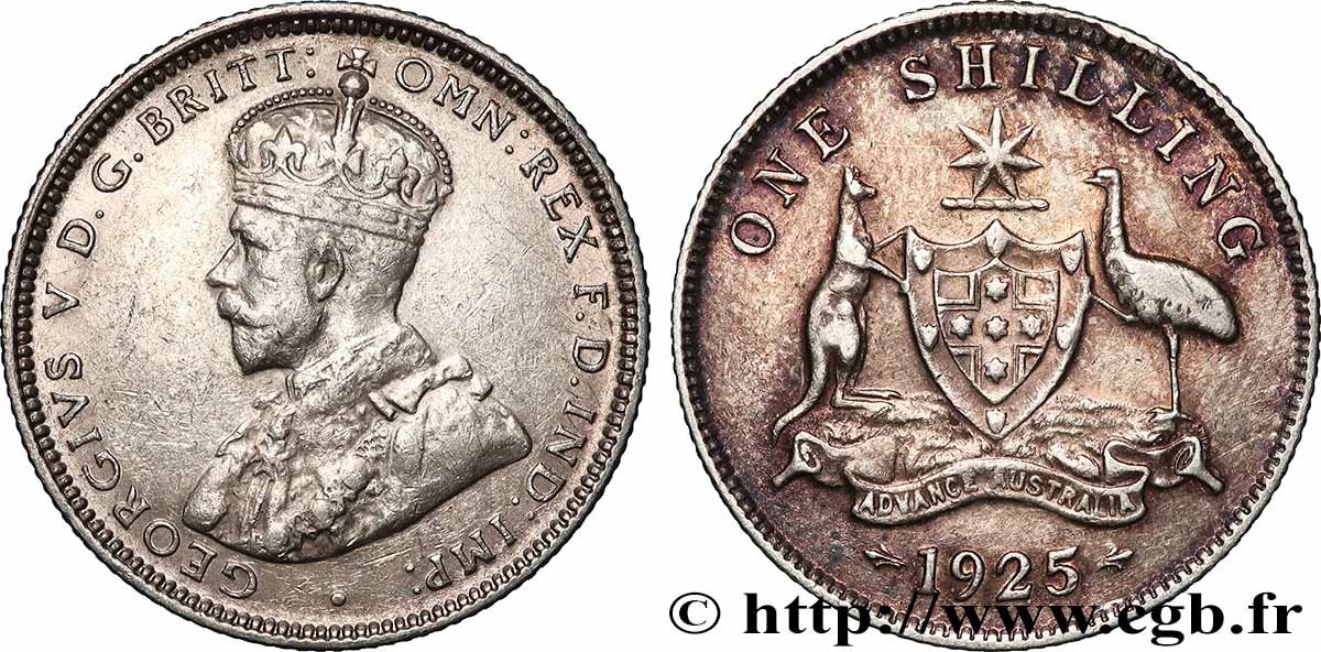 AUSTRALIA 1 Shilling Georges V 1925 Melbourne XF 
