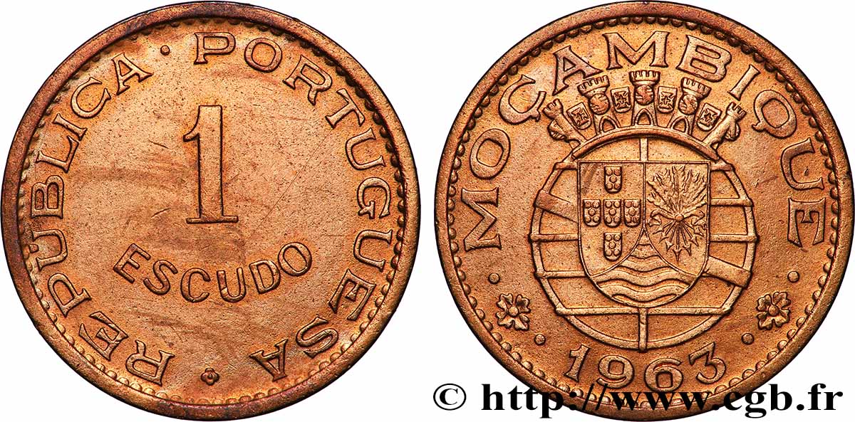 MOZAMBIQUE 1 Escudo colonie portugaise du Mozambique 1963 Lisbonne TTB 