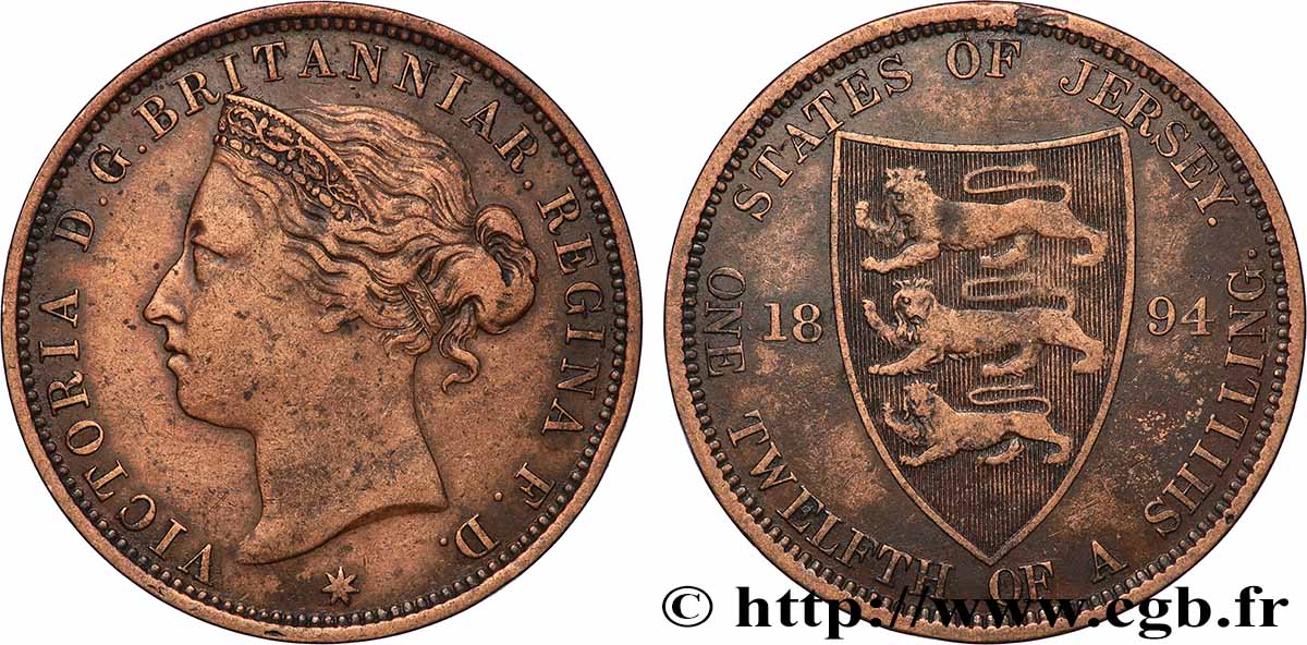 JERSEY 1/12 Shilling Victoria 1894 Londres q.BB 