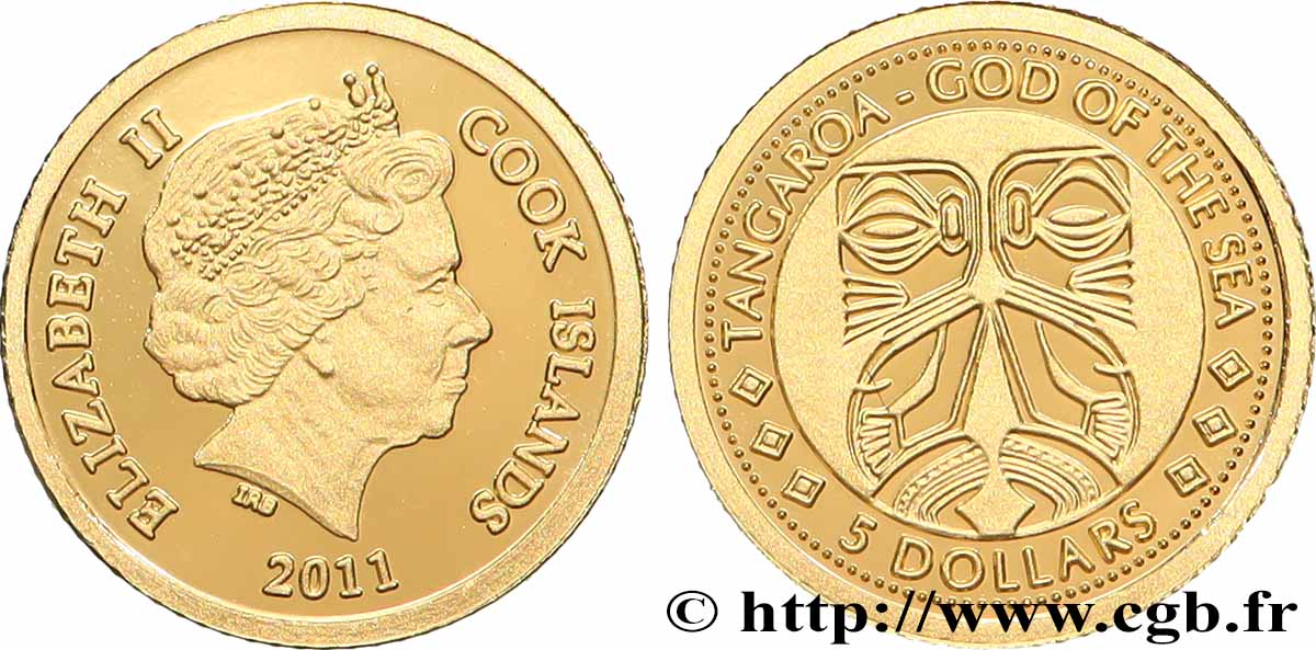 ÎLES COOK  5 Dollar Proof Tangaroa 2011  FDC 