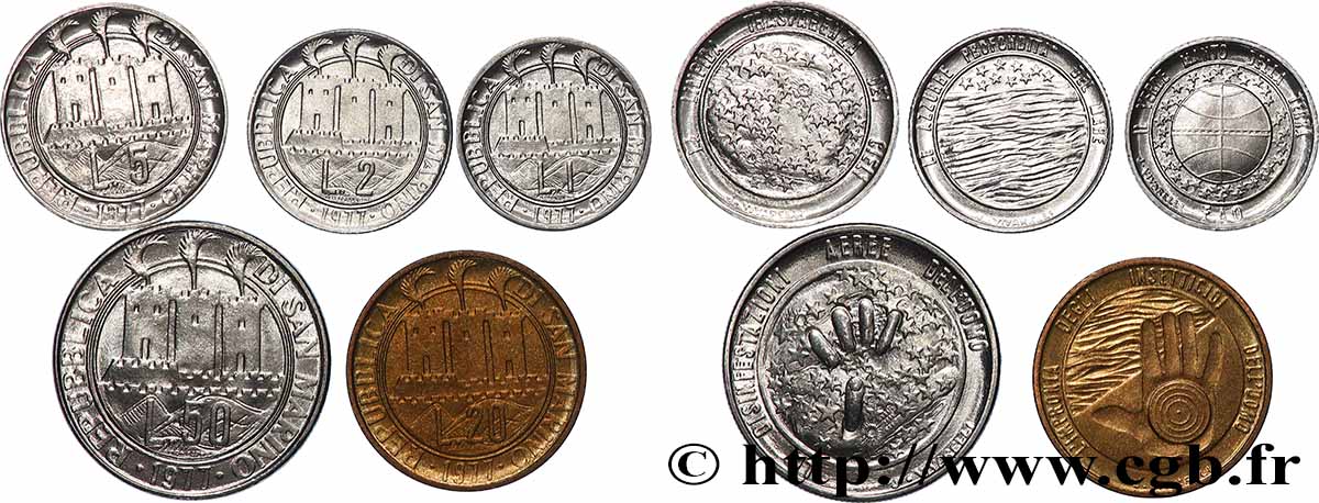 SAN MARINO Lot 5 Monnaies 1977 Rome MS 