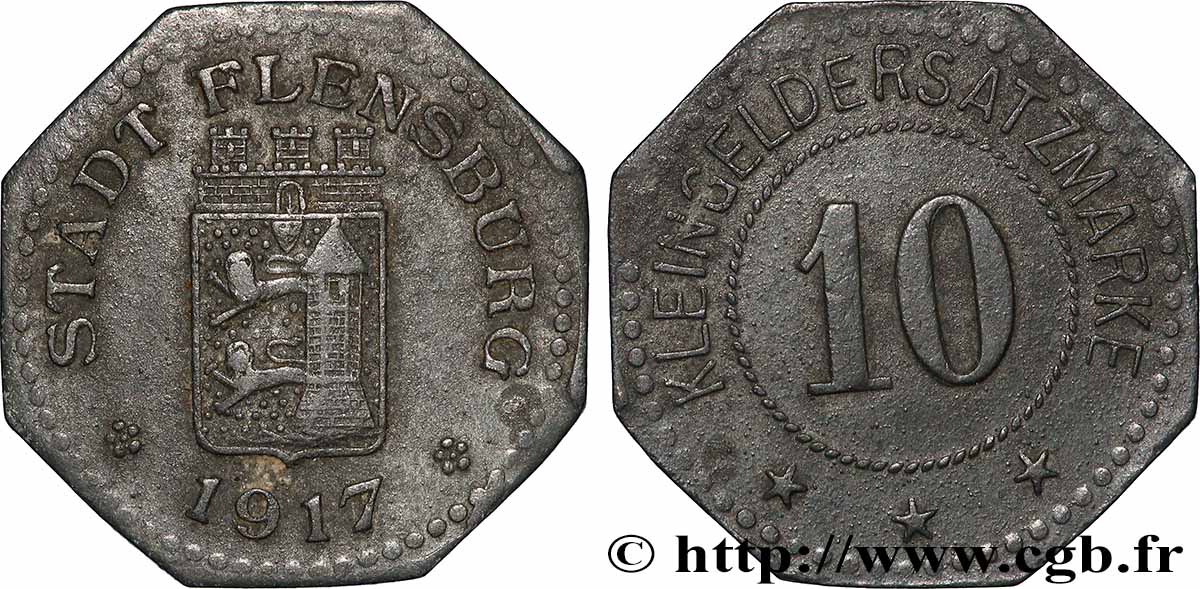 GERMANY - Notgeld 10 Pfennig Flensburg 1917  XF 