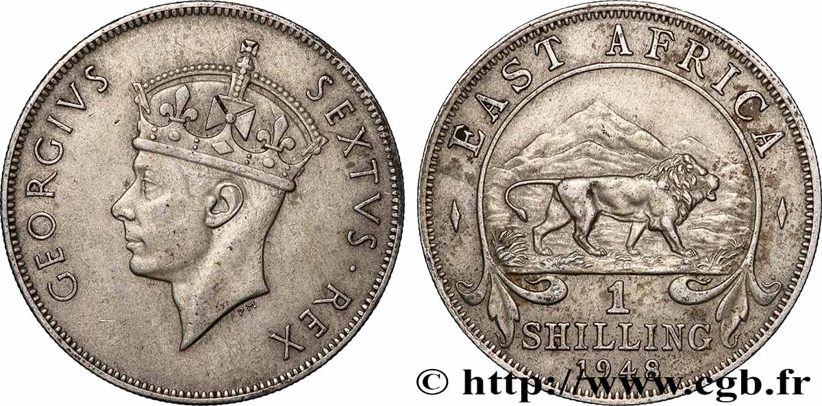 AFRIQUE DE L&nbsp;EST 1 Shilling Georges VI 1948 British Royal Mint TTB 