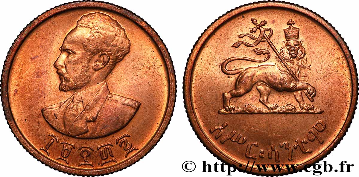 ETHIOPIA 10 Santeem (Cents) Hailé Selassié an 1936 1944  AU 