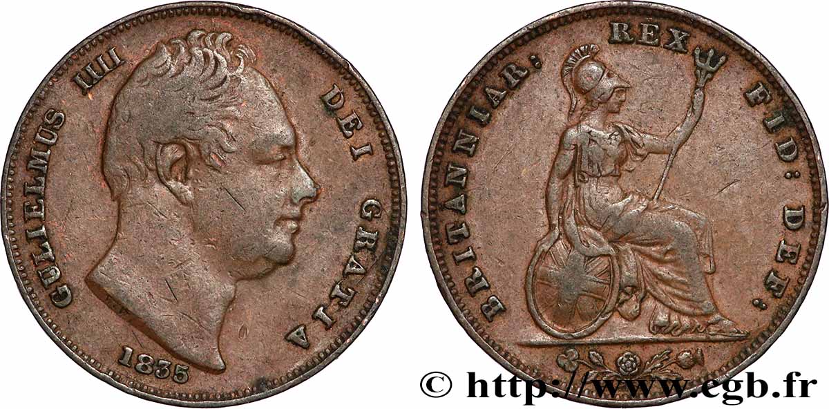 UNITED KINGDOM 1 Farthing Guillaume IV 1835 Londres XF 