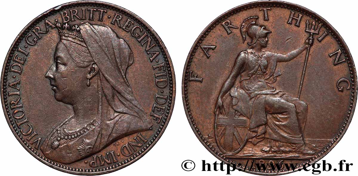UNITED KINGDOM 1 Farthing Victoria type “Old Head” 1896 Londres AU 