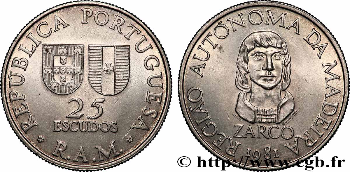 MADEIRA 25 Escudos Zarco 1981 Lisbonne SC 