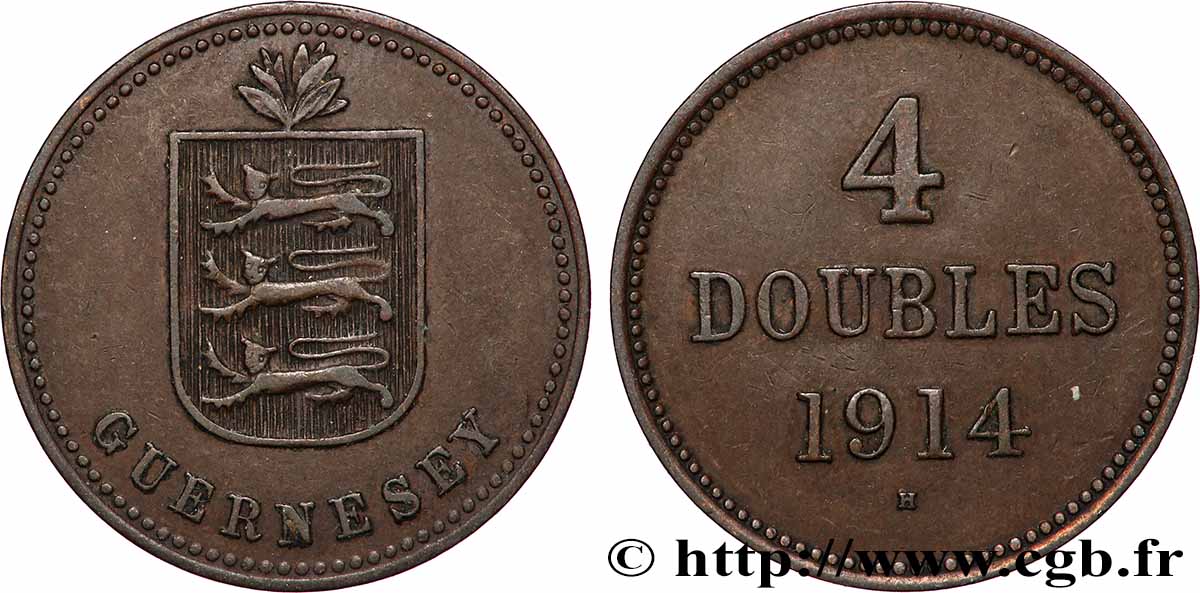 GUERNSEY 4 Doubles armes du baillage de Guernesey 1914 Heaton MBC 