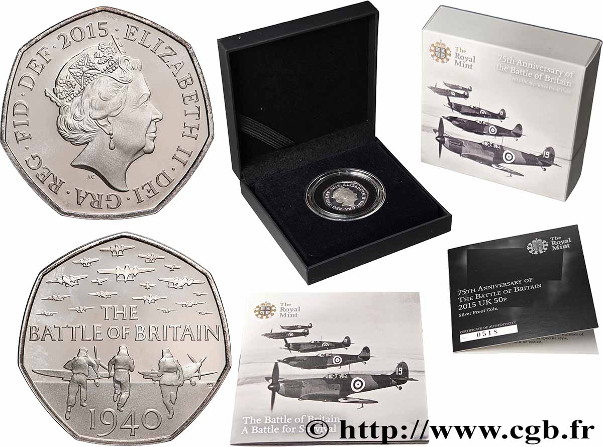 UNITED KINGDOM 50 Pence Proof Bataille d’Angleterre 2015  MS 