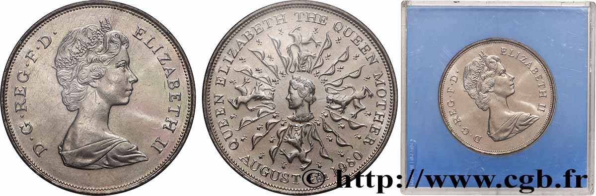 UNITED KINGDOM 25 New Pence (1 Crown) 80e anniversaire de la reine mère 1980 Llantrisant MS 