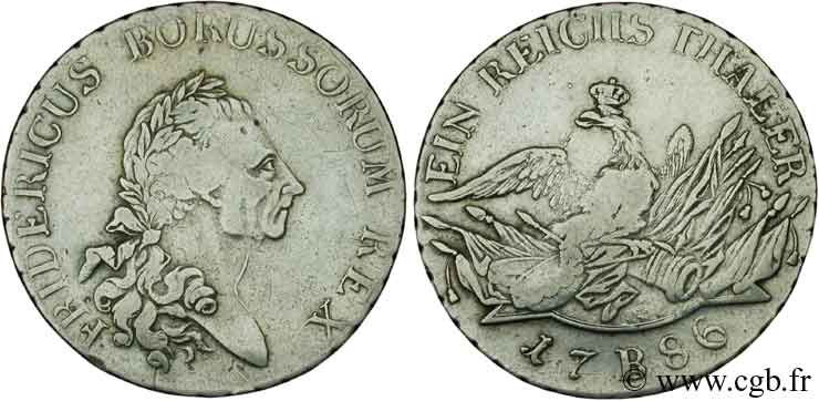 ALEMANIA - PRUSIA 1 Thaler Royaume de Prusse Frédéric II / aigle 1786 Breslau - B BC 