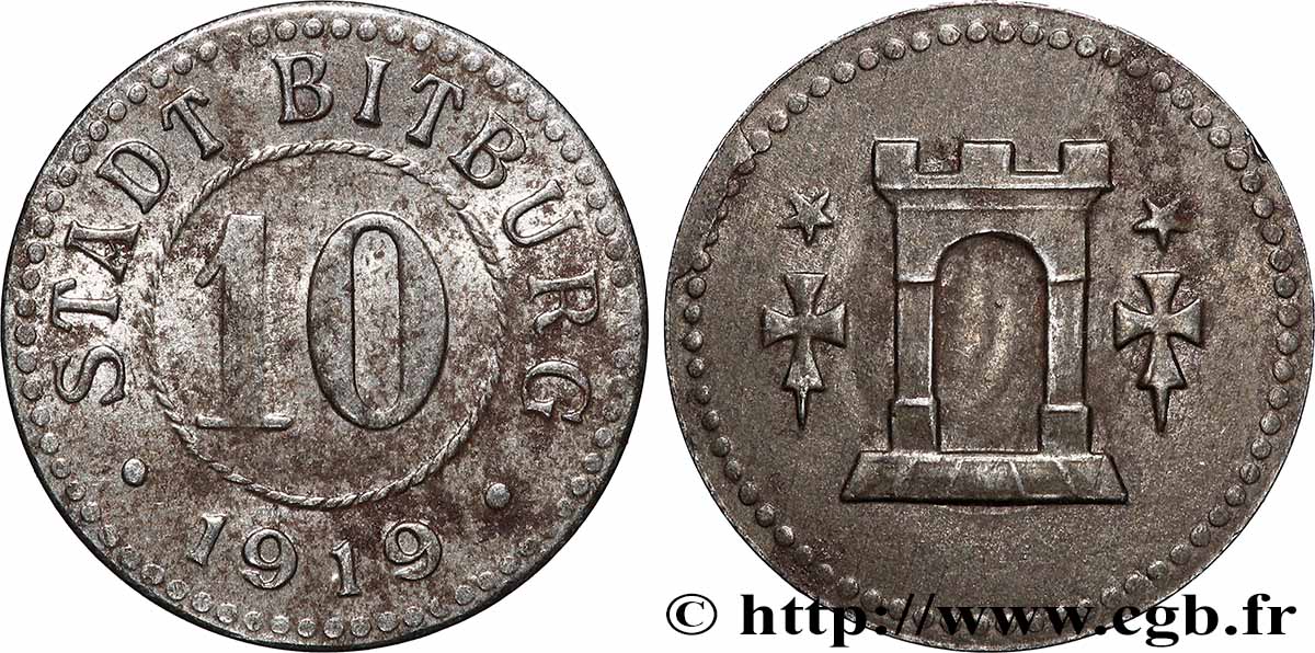 DEUTSCHLAND - Notgeld 10 Pfennig Bitburg (Rhénanie) 1919  SS 