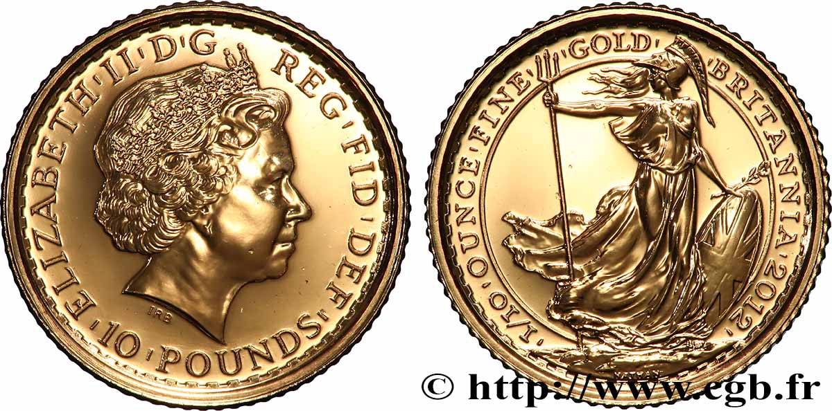 ORO, PALLADIO E PLATINO: INVESTIMENTI 10 Pounds Britannia 2012  FDC 