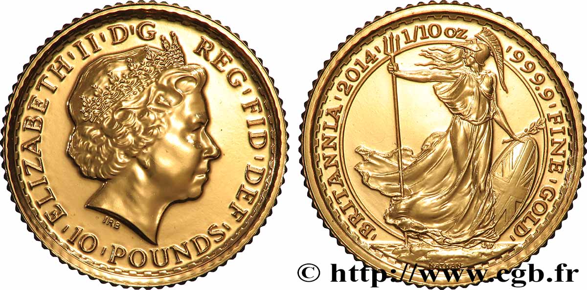 GOLD, PALLADIUM & PLATINUM INVESTMENT 10 Pounds Britannia 2014  MS 