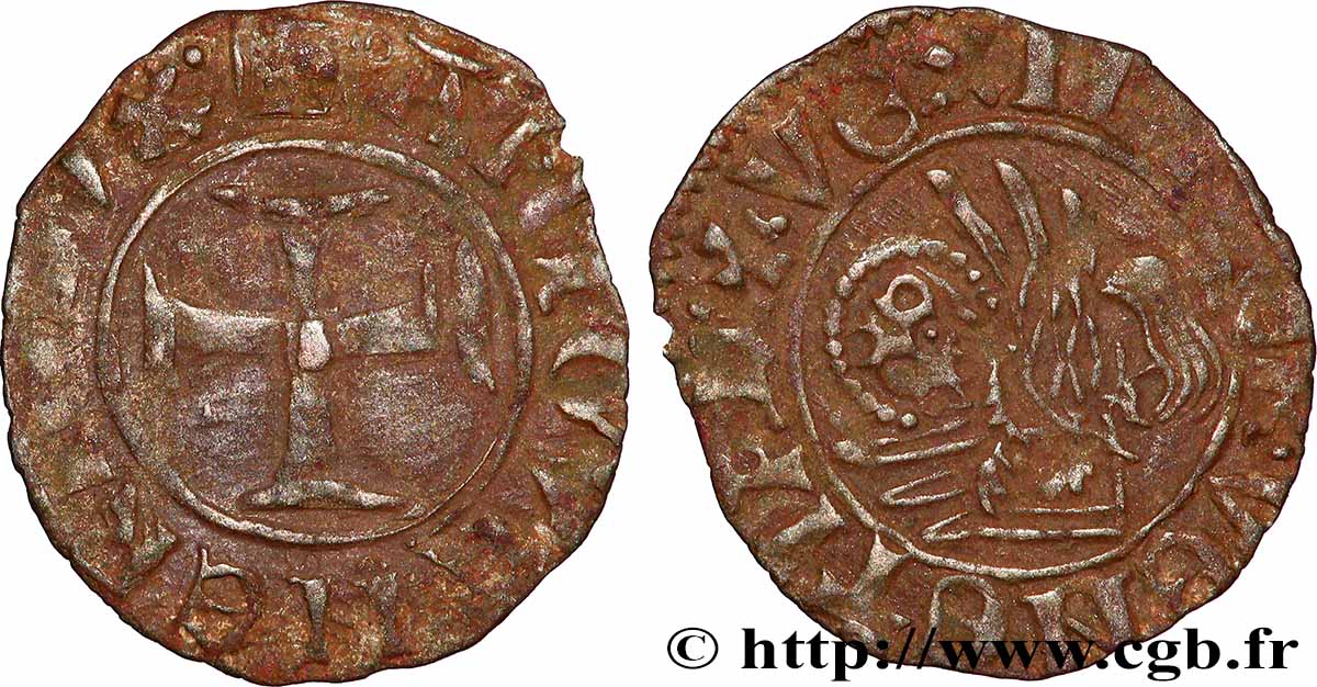 ITALIE - VENISE - ANTOINE VENIER (62e doge) Tornesello N.D. (1382-1400) Venise TB 