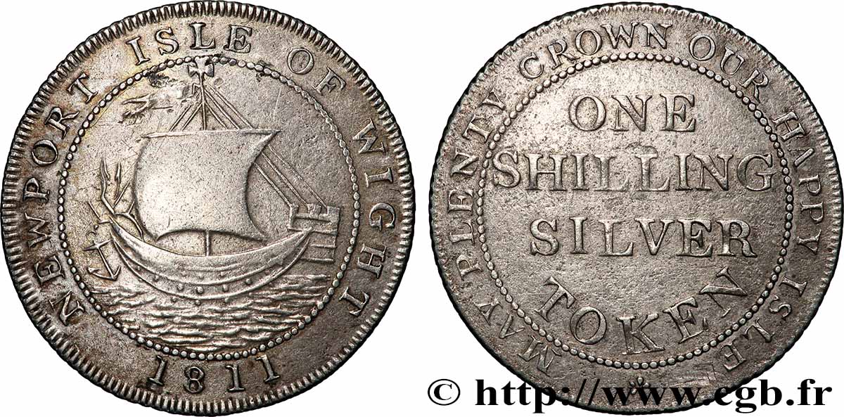 BRITISH TOKENS 1 Shilling Newport Isle of Wight 1811  XF 
