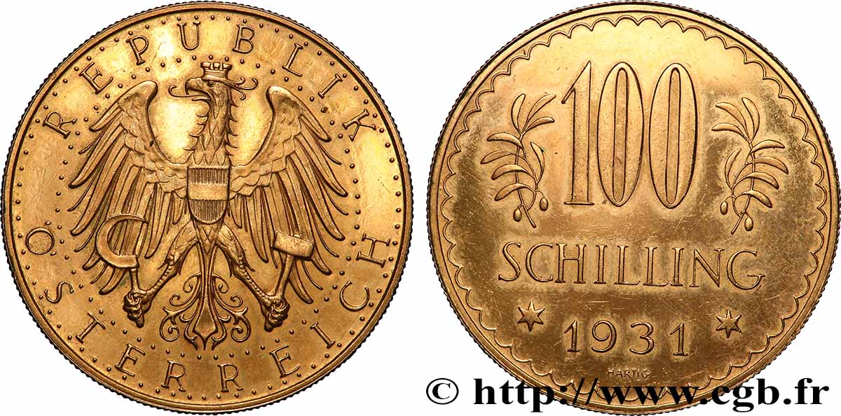 GOLD, PALLADIUM & PLATINUM INVESTMENT 100 Schilling 1931 Vienne AU 