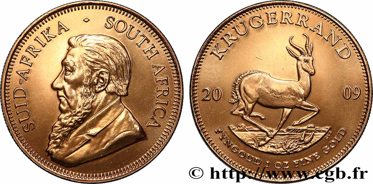 GOLD, PALLADIUM & PLATINUM INVESTMENT 1 Oz - 1 Krugerrand Paul Kruger 2009 Prétoria MS 