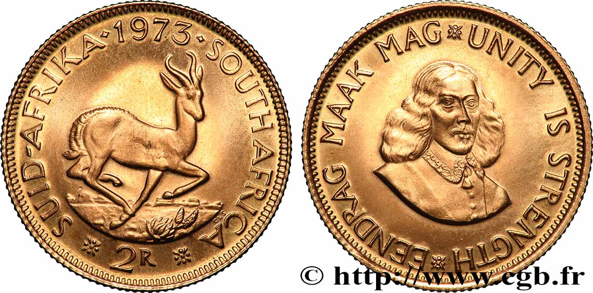 GOLD, PALLADIUM & PLATINUM INVESTMENT 2 Rand Jan van Riebeeck 1973 Prétoria MS 