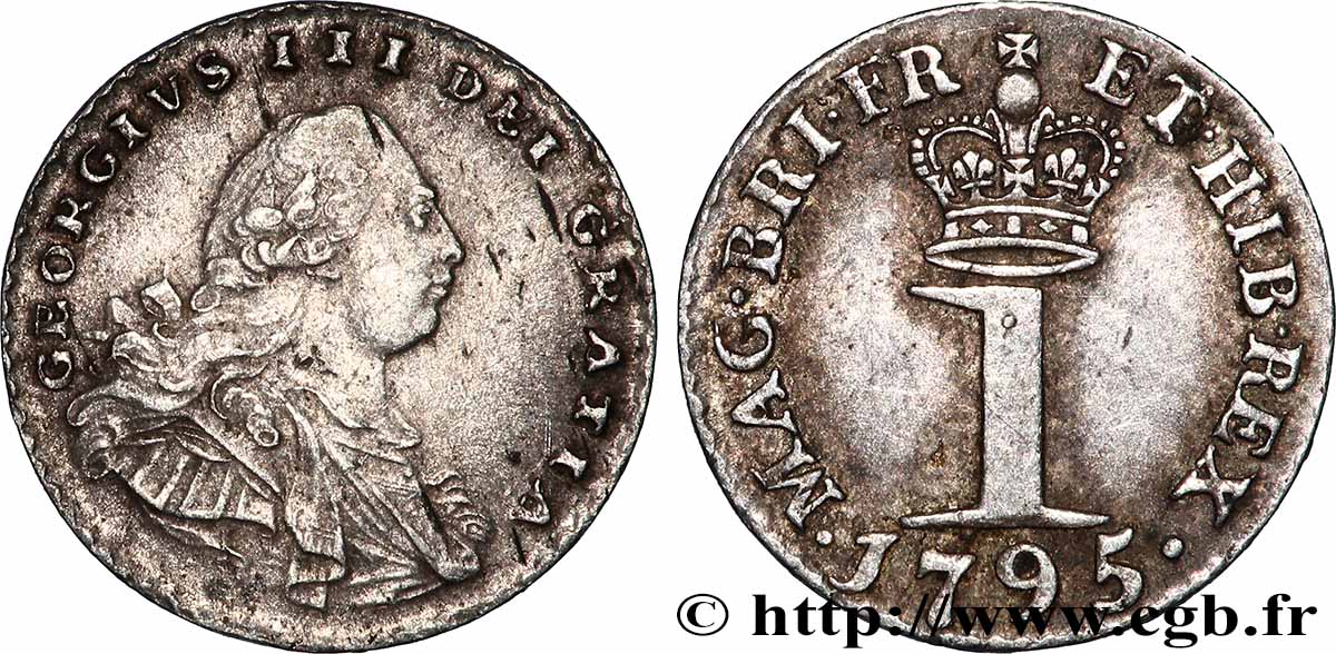 GRANDE-BRETAGNE - GEORGES III 1 Penny (Wire money) (Maundy set) 1795 Londres TTB+ 